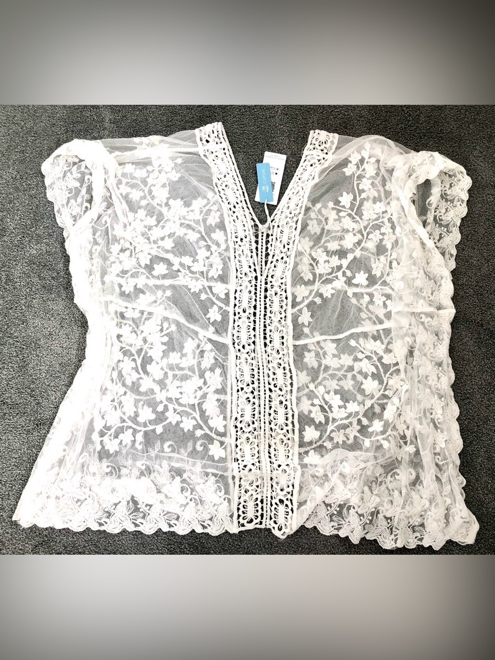 New Cupshe o/s White lace Floral swimsuit beach pool coverup cover tunic M L XL